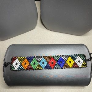 Beaded Multicolor Native Southwest Aztec Style 1” wide bracelet see pics 4 sizes